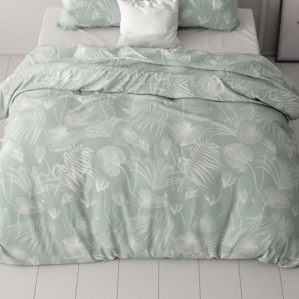 Microfibre Duvet Cover Set Delight | Green | Double - 200cm (W) x 220cm (L) - The Bedding & Blankets Store