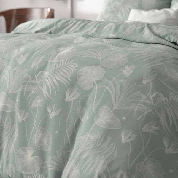 Microfibre Duvet Cover Set Delight | Green | Double - 200cm (W) x 220cm (L) - The Bedding & Blankets Store