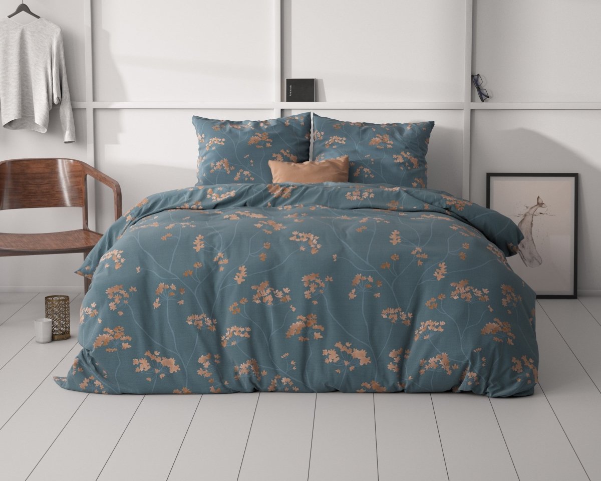 Microfibre Duvet Cover Set Gia | Blue | Double - 200cm (W) x 220cm (L) - The Bedding & Blankets Store