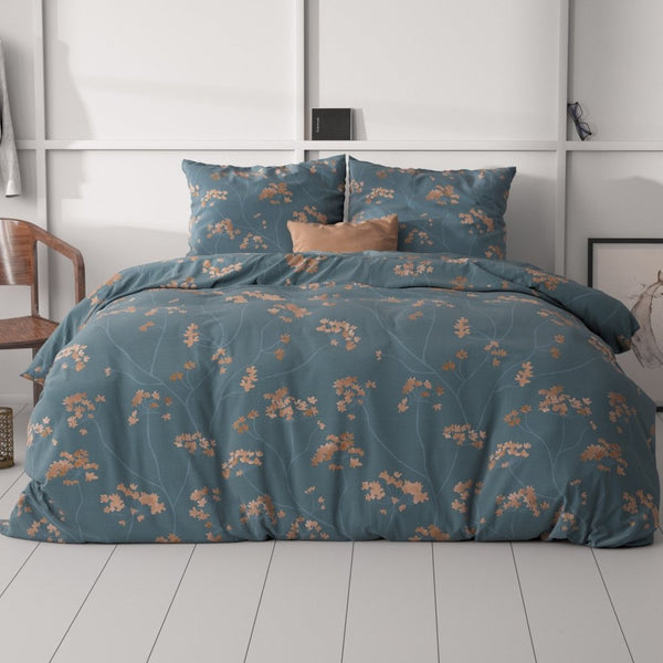 Microfibre Duvet Cover Set Gia | Blue | Double - 200cm (W) x 220cm (L) - The Bedding & Blankets Store