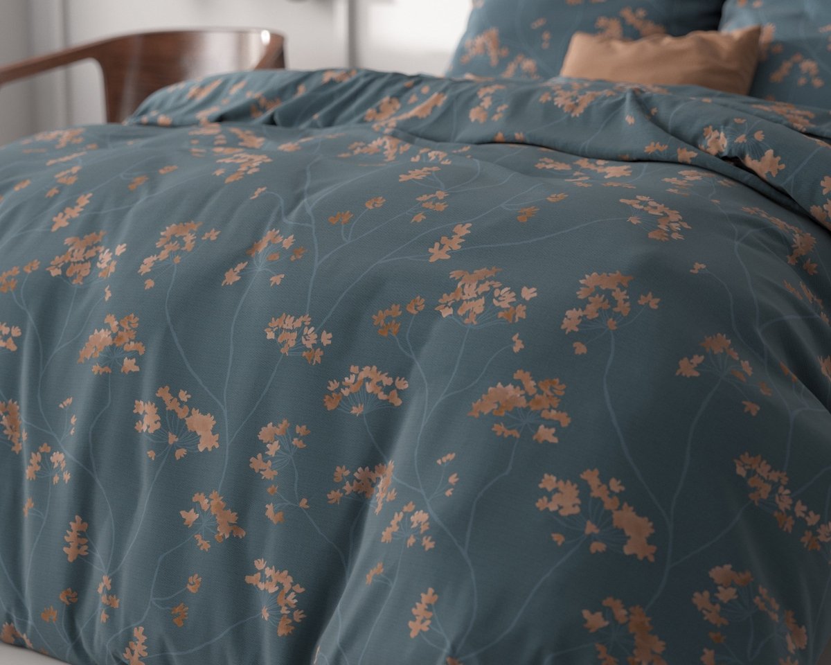 Microfibre Duvet Cover Set Gia | Blue | Double - 200cm (W) x 220cm (L) - The Bedding & Blankets Store