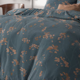 Microfibre Duvet Cover Set Gia | Blue | Double - 200cm (W) x 220cm (L) - The Bedding & Blankets Store