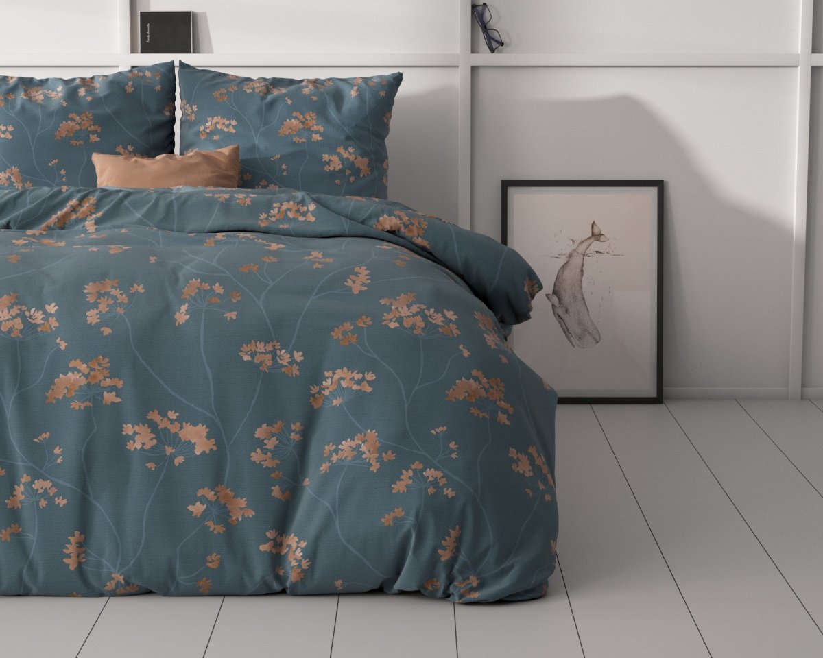 Microfibre Duvet Cover Set Gia | Blue | Double - 200cm (W) x 220cm (L) - The Bedding & Blankets Store