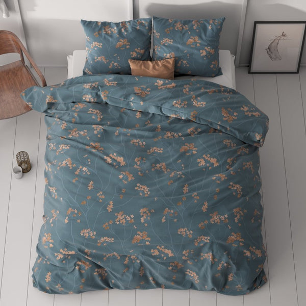 Microfibre Duvet Cover Set Gia | Blue | Double - 200cm (W) x 220cm (L) - The Bedding & Blankets Store