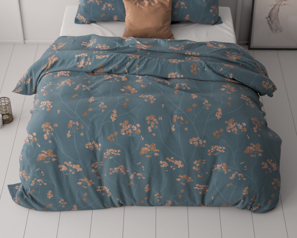 Microfibre Duvet Cover Set Gia | Blue | Double - 200cm (W) x 220cm (L) - The Bedding & Blankets Store