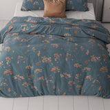 Microfibre Duvet Cover Set Gia | Blue | Double - 200cm (W) x 220cm (L) - The Bedding & Blankets Store
