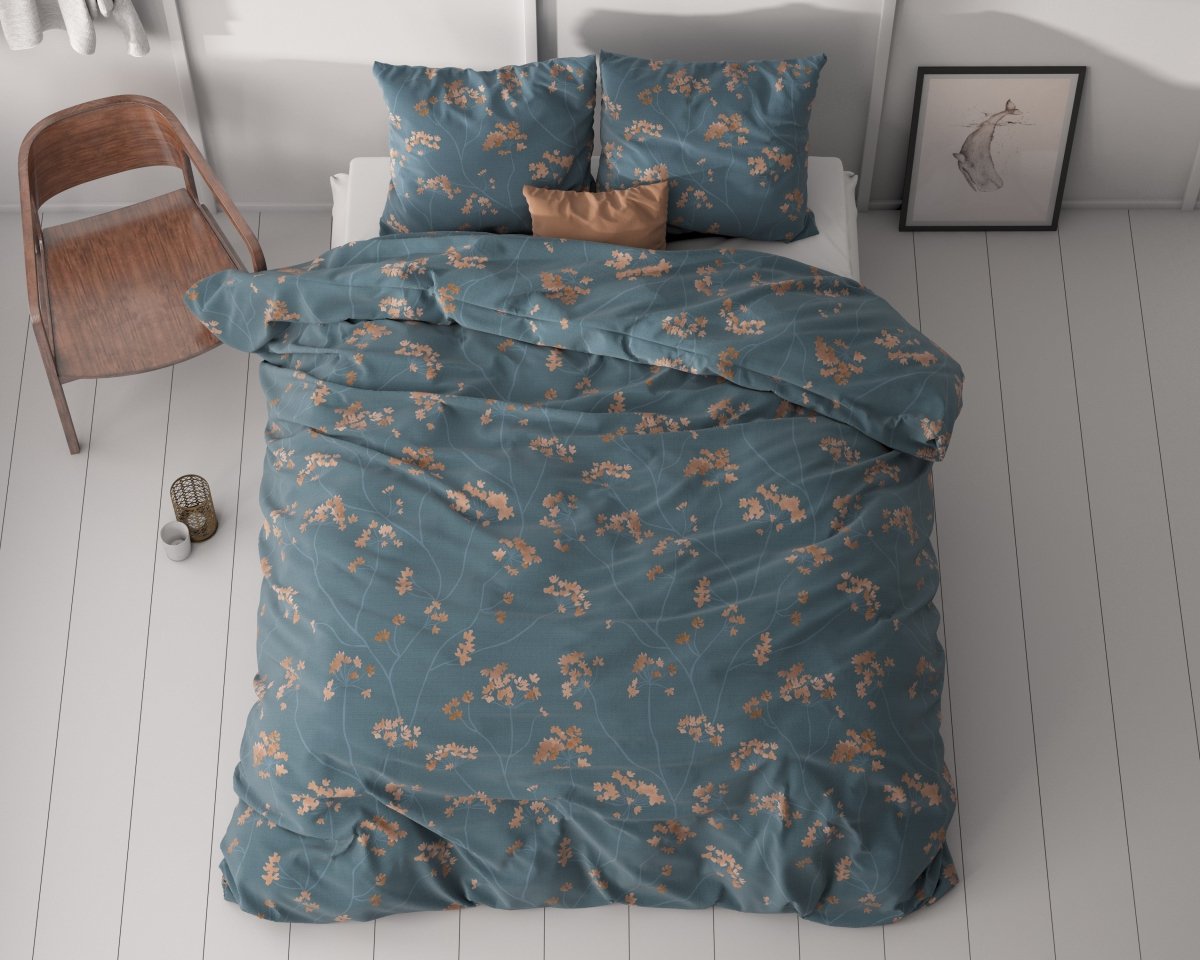 Microfibre Duvet Cover Set Gia | Blue | Double - 200cm (W) x 220cm (L) - The Bedding & Blankets Store