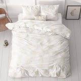Microfibre Duvet Cover Set Leaves light | White | King Long - 240cm (W) x 220cm (L) - The Bedding & Blankets Store