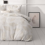 Microfibre Duvet Cover Set Leaves light | White | King Long - 240cm (W) x 220cm (L) - The Bedding & Blankets Store