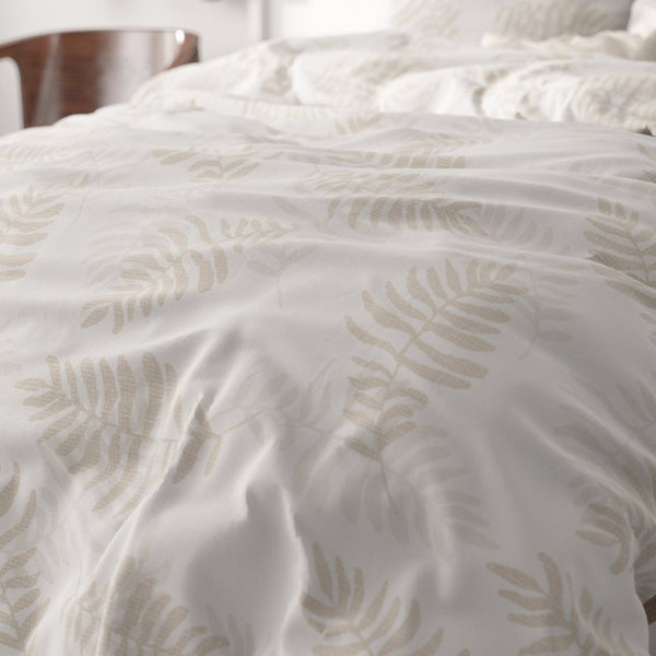 Microfibre Duvet Cover Set Leaves light | White | King Long - 240cm (W) x 220cm (L) - The Bedding & Blankets Store