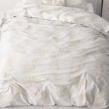 Microfibre Duvet Cover Set Leaves light | White | King Long - 240cm (W) x 220cm (L) - The Bedding & Blankets Store
