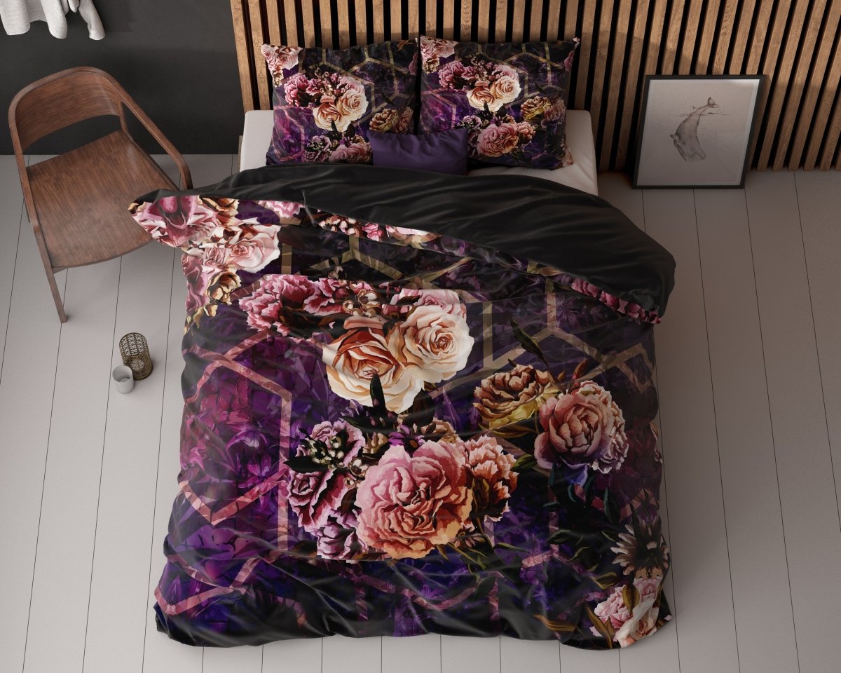 Microfibre Duvet Cover Set Marise | Purple | King Long - 240cm (W) x 220cm (L) - The Bedding & Blankets Store