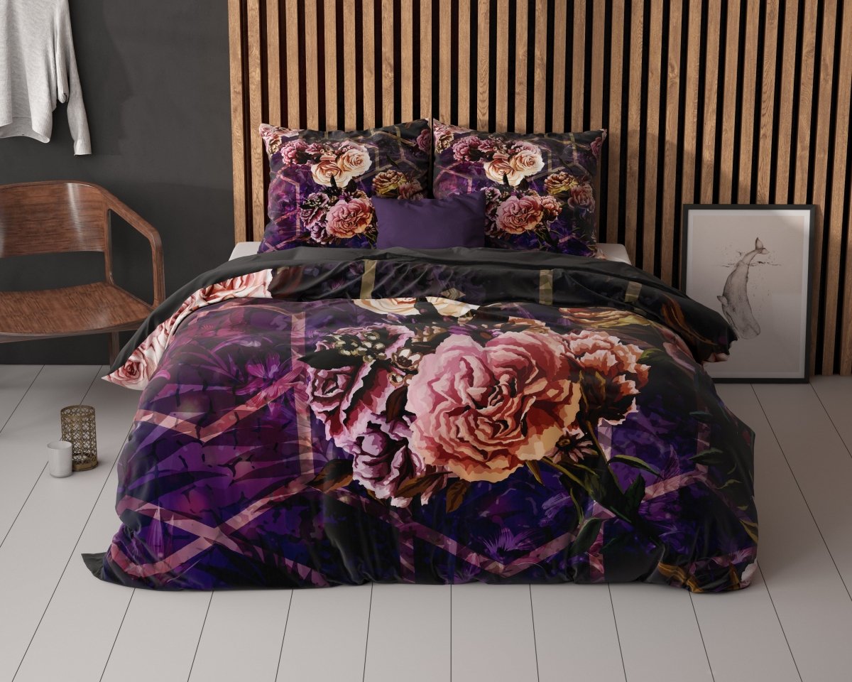 Microfibre Duvet Cover Set Marise | Purple | King Long - 240cm (W) x 220cm (L) - The Bedding & Blankets Store