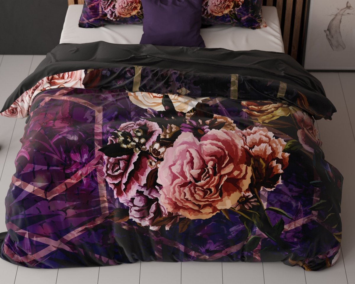 Microfibre Duvet Cover Set Marise | Purple | King Long - 240cm (W) x 220cm (L) - The Bedding & Blankets Store