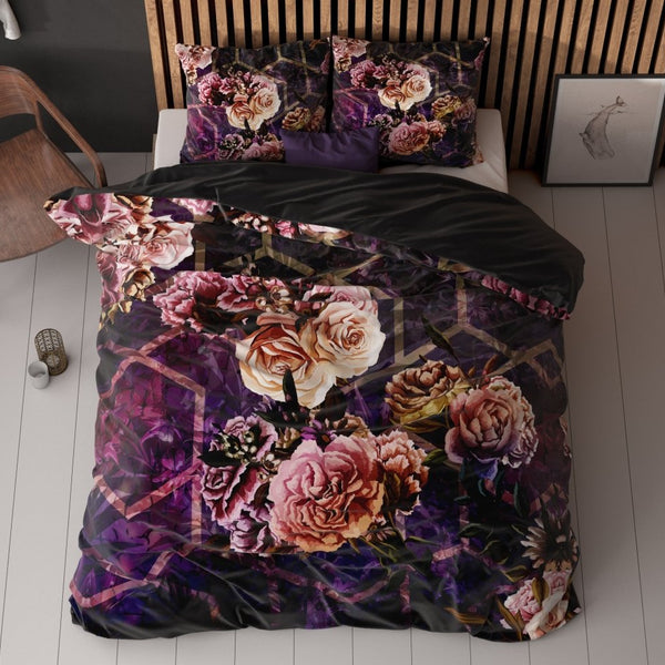 Microfibre Duvet Cover Set Marise | Purple | King Long - 240cm (W) x 220cm (L) - The Bedding & Blankets Store
