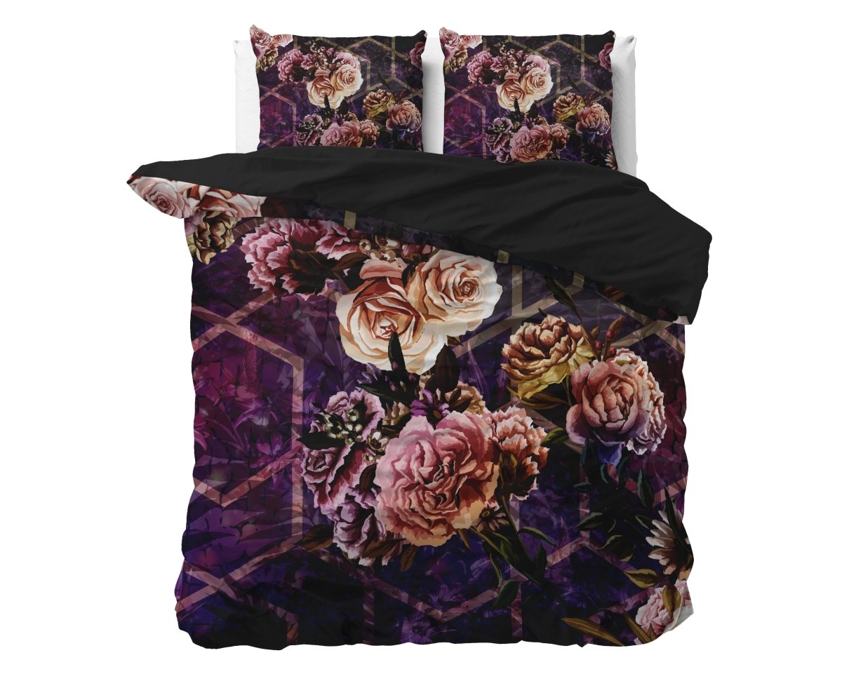 Microfibre Duvet Cover Set Marise | Purple | King Long - 240cm (W) x 220cm (L) - The Bedding & Blankets Store