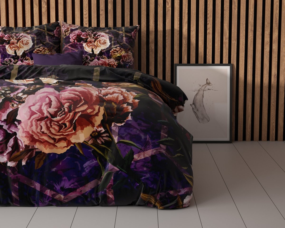 Microfibre Duvet Cover Set Marise | Purple | King Long - 240cm (W) x 220cm (L) - The Bedding & Blankets Store