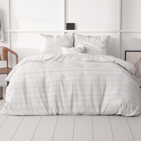 Microfibre Duvet Cover Set Menno | White | King Long - 240cm (W) x 220cm (L) - The Bedding & Blankets Store
