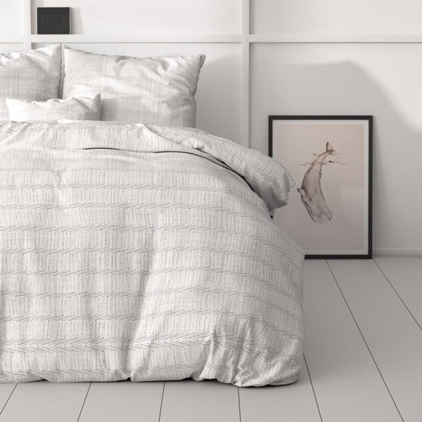 Microfibre Duvet Cover Set Menno | White | King Long - 240cm (W) x 220cm (L) - The Bedding & Blankets Store