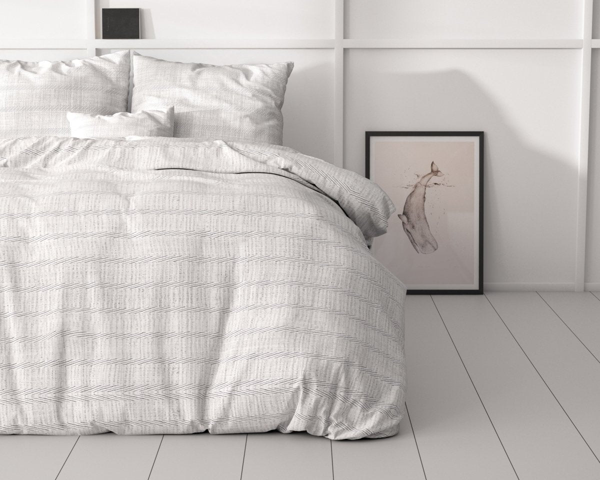 Microfibre Duvet Cover Set Menno | White | King Long - 240cm (W) x 220cm (L) - The Bedding & Blankets Store