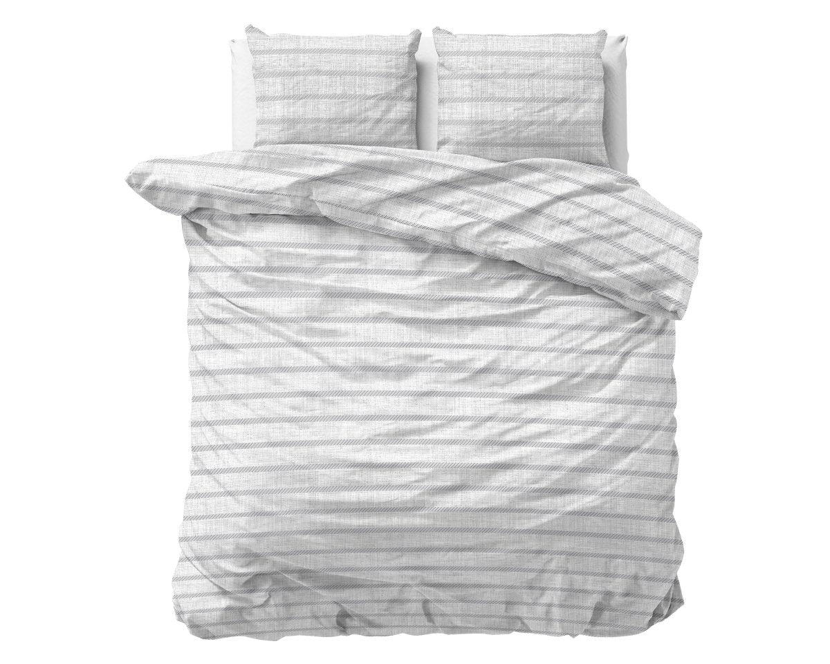 Microfibre Duvet Cover Set Menno | White | King Long - 240cm (W) x 220cm (L) - The Bedding & Blankets Store