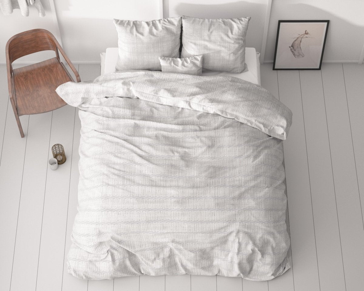 Microfibre Duvet Cover Set Menno | White | King Long - 240cm (W) x 220cm (L) - The Bedding & Blankets Store