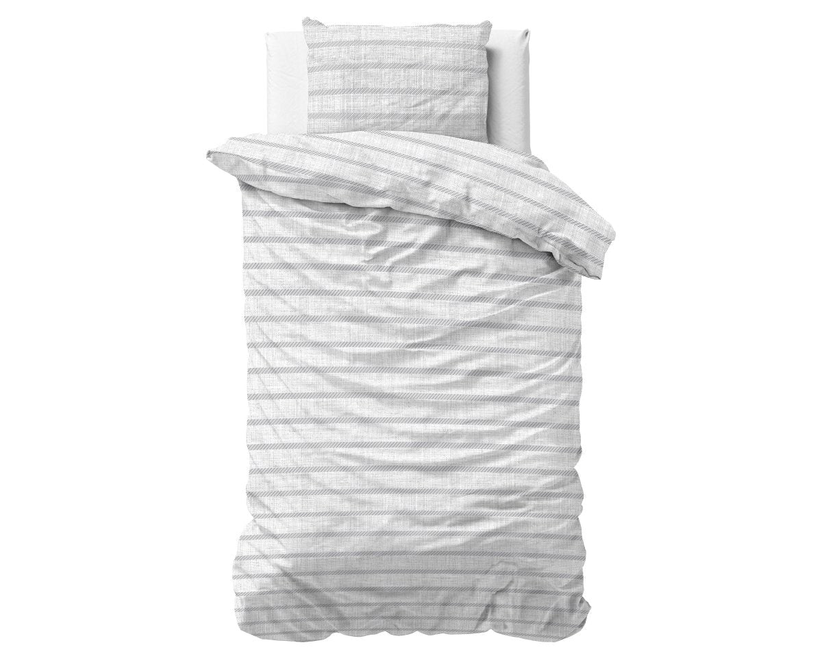 Microfibre Duvet Cover Set Menno | White | King Long - 240cm (W) x 220cm (L) - The Bedding & Blankets Store