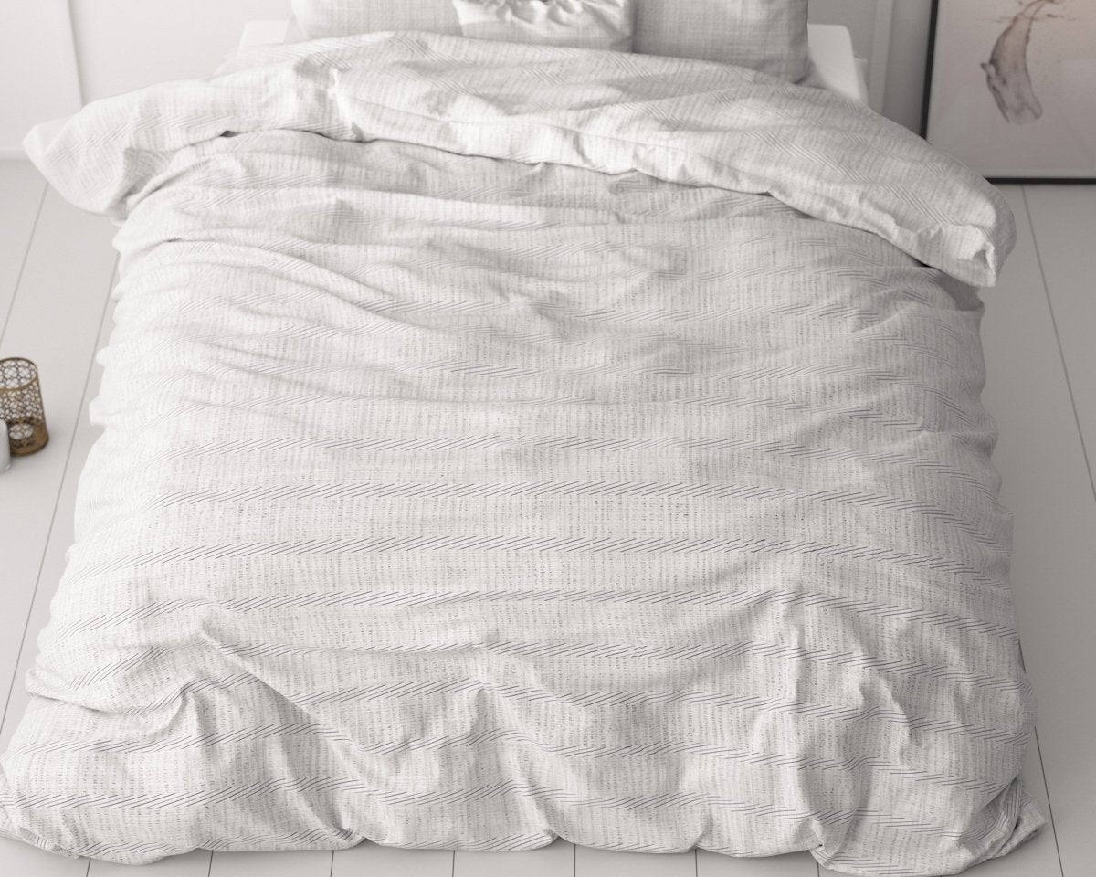 Microfibre Duvet Cover Set Menno | White | King Long - 240cm (W) x 220cm (L) - The Bedding & Blankets Store