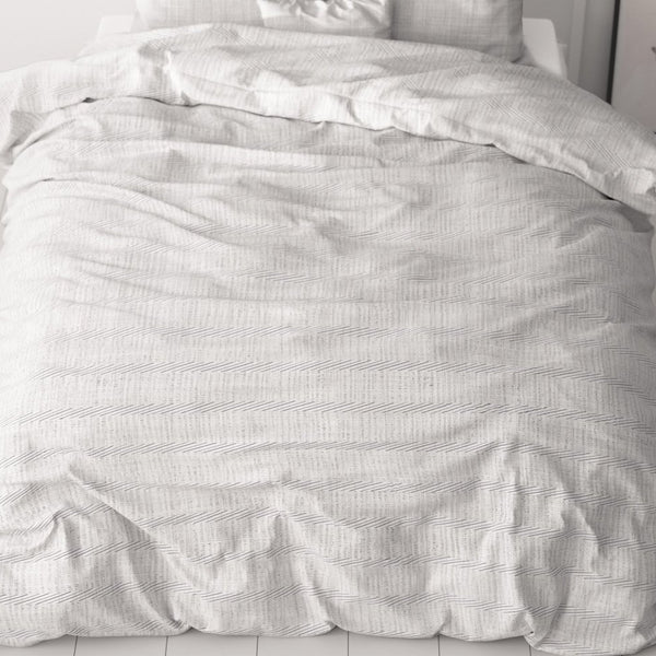 Microfibre Duvet Cover Set Menno | White | King Long - 240cm (W) x 220cm (L) - The Bedding & Blankets Store