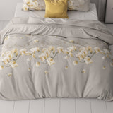 Microfibre Duvet Cover Set Summer Flower | Sand | Double - 200cm (W) x 220cm (L) - The Bedding & Blankets Store