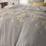 Microfibre Duvet Cover Set Summer Flower | Sand | Double - 200cm (W) x 220cm (L) - The Bedding & Blankets Store