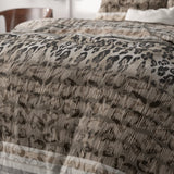Microfibre Duvet Cover Set Tiger Leopard | Taupe | Double - 200cm (W) x 220cm (L) - The Bedding & Blankets Store