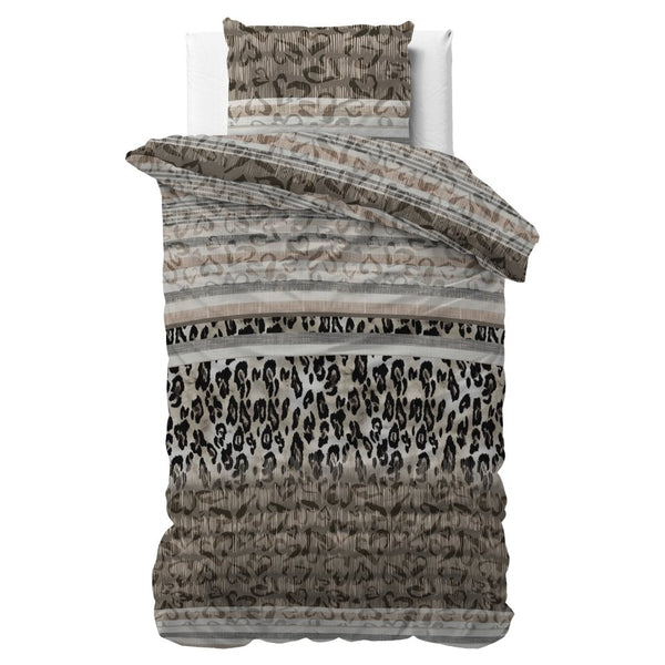 Microfibre Duvet Cover Set Tiger Leopard | Taupe | Double - 200cm (W) x 220cm (L) - The Bedding & Blankets Store