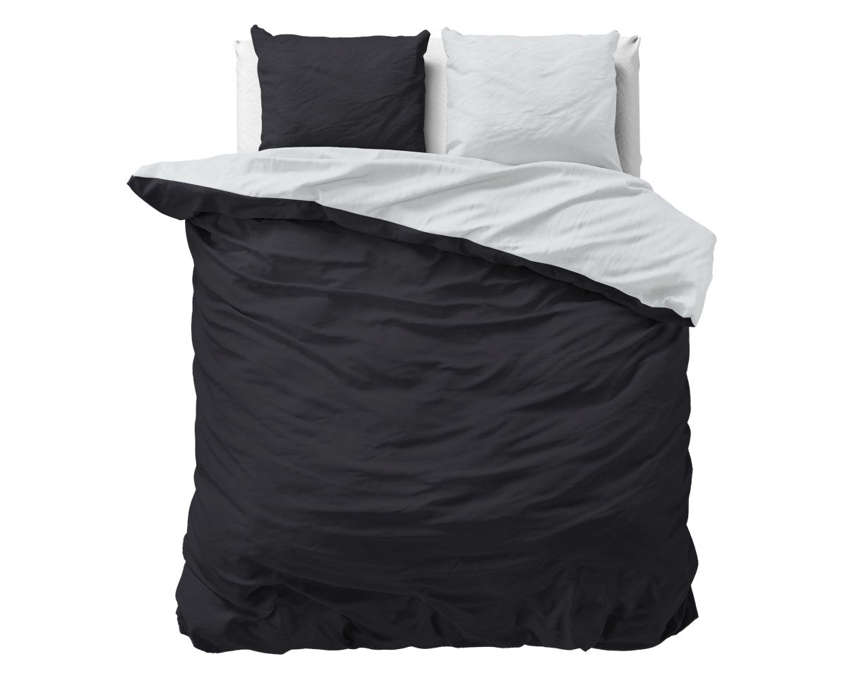 Microfibre Duvet Cover Set Twin Face | White/Black | King Long - 240cm (W) x 220cm (L) - The Bedding & Blankets Store