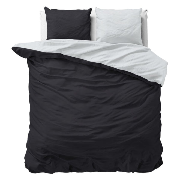 Microfibre Duvet Cover Set Twin Face | White/Black | King Long - 240cm (W) x 220cm (L) - The Bedding & Blankets Store