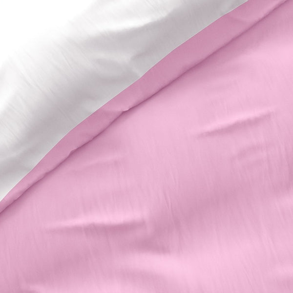 Microfibre Duvet Cover Set Twin Face | White/Pink | King Long - 240cm (W) x 220cm (L) - The Bedding & Blankets Store