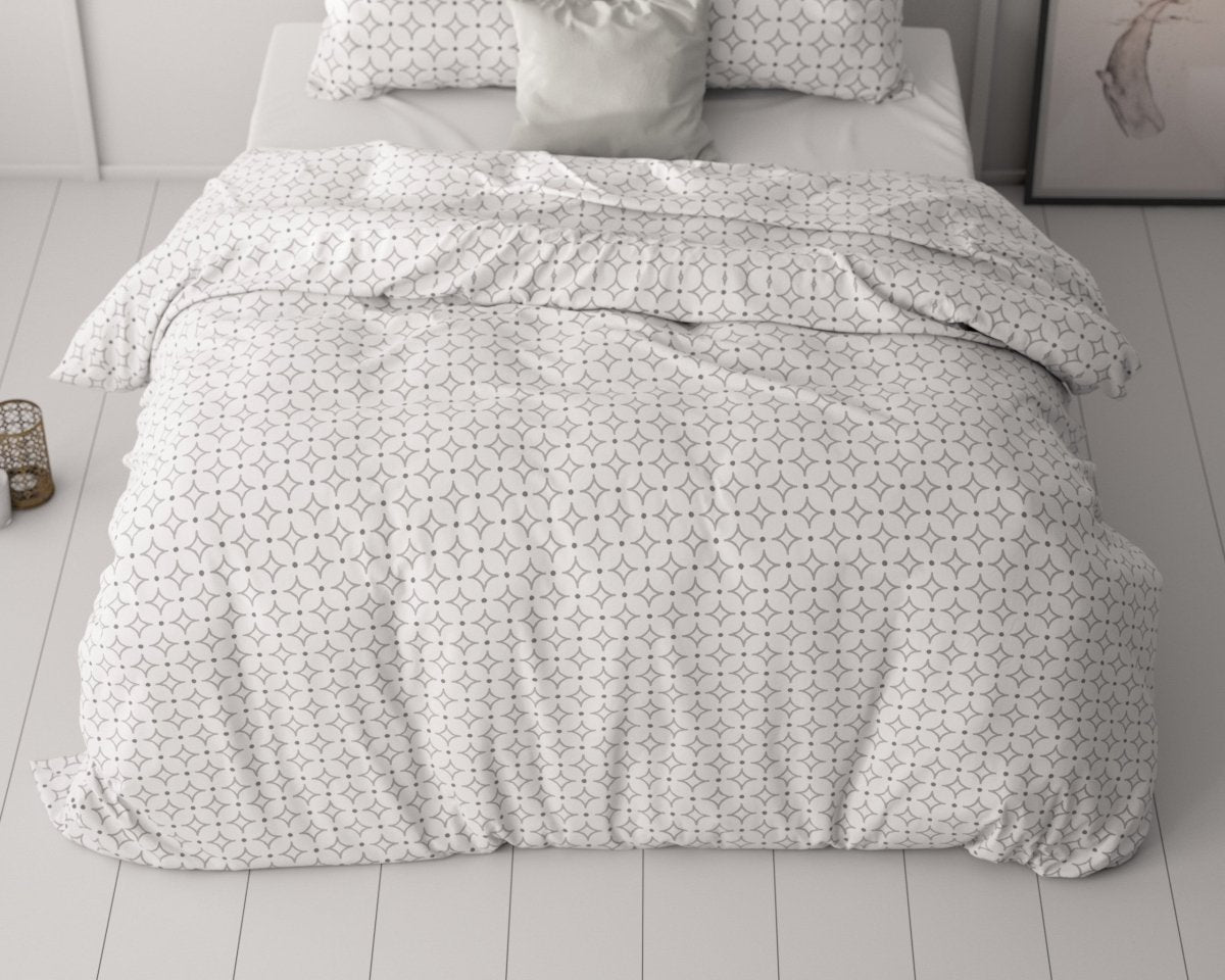 Microfibre Duvet Cover Set Vardo | White | Double - 200cm (W) x 220cm (L) - The Bedding & Blankets Store