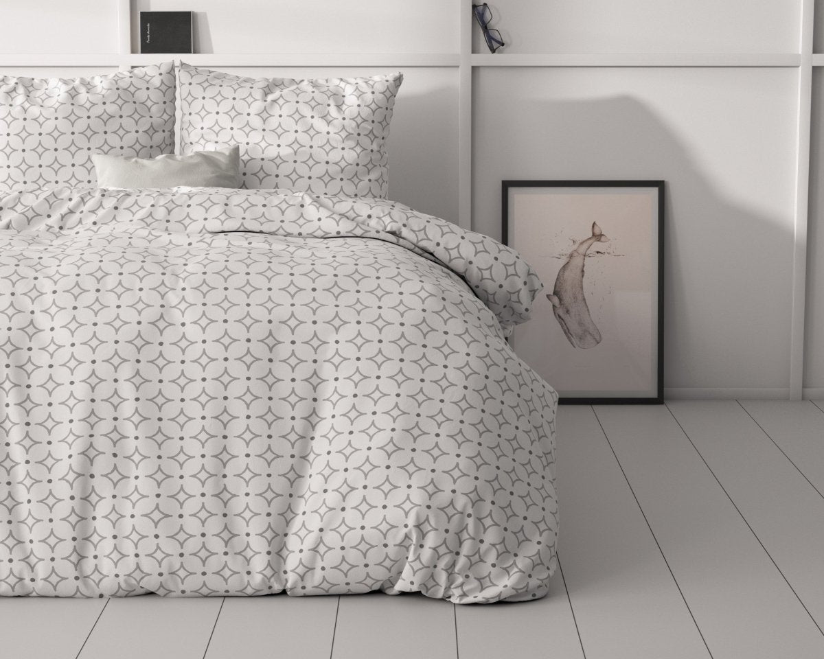 Microfibre Duvet Cover Set Vardo | White | Double - 200cm (W) x 220cm (L) - The Bedding & Blankets Store