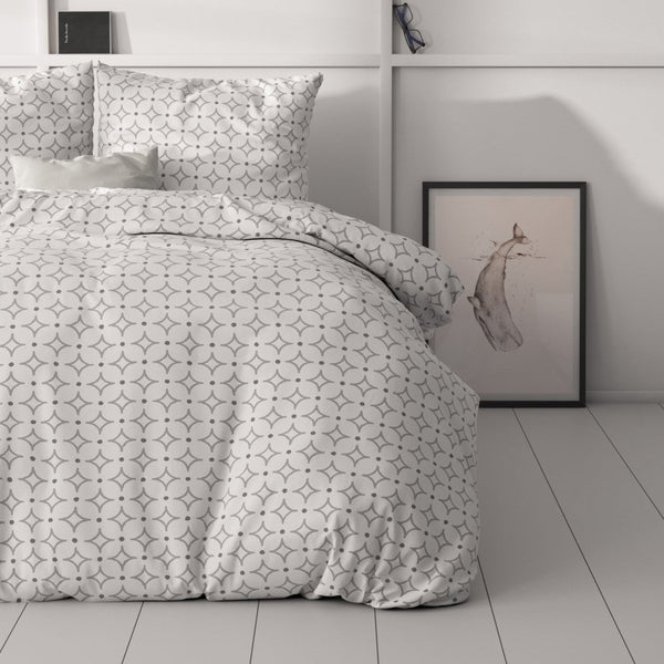 Microfibre Duvet Cover Set Vardo | White | Double - 200cm (W) x 220cm (L) - The Bedding & Blankets Store