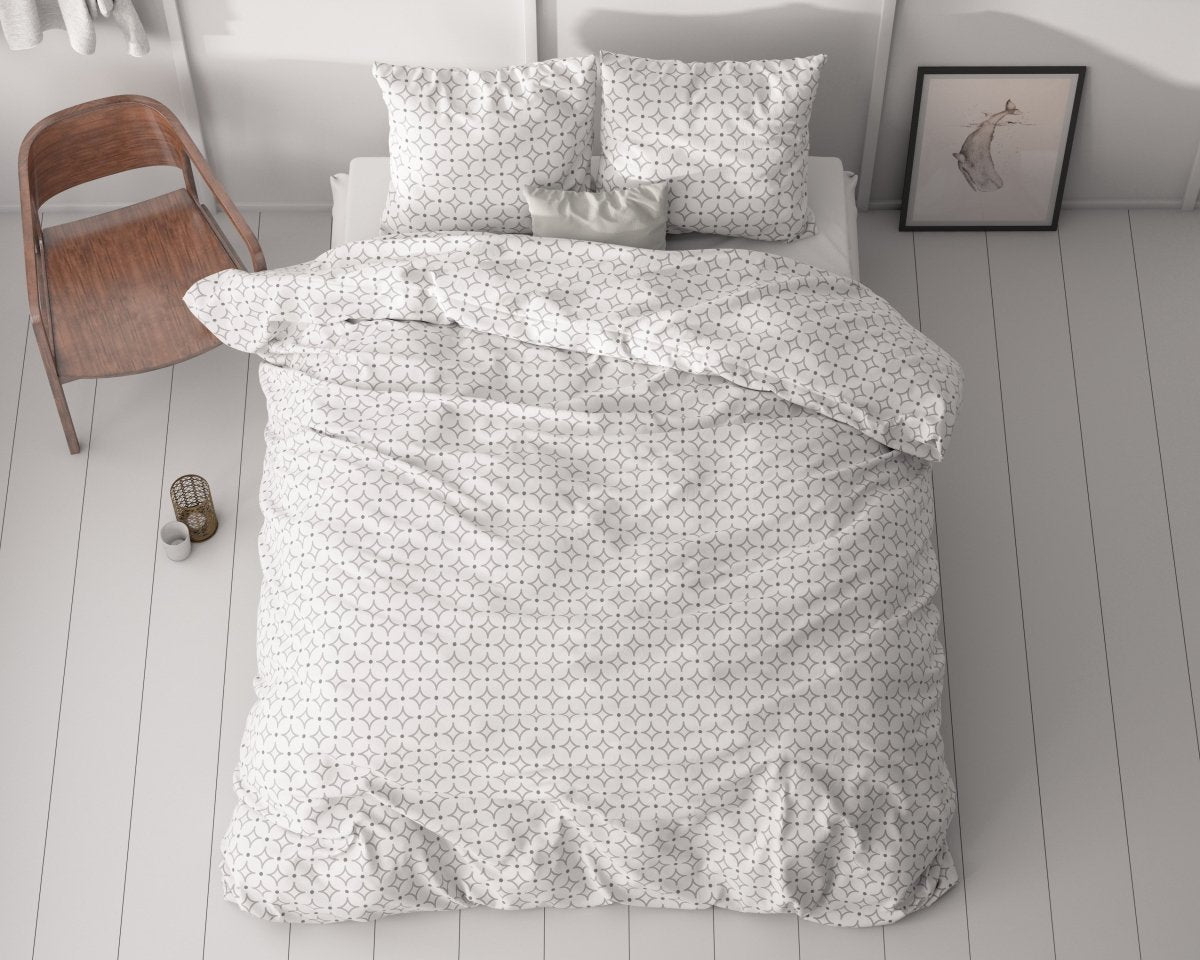 Microfibre Duvet Cover Set Vardo | White | Double - 200cm (W) x 220cm (L) - The Bedding & Blankets Store