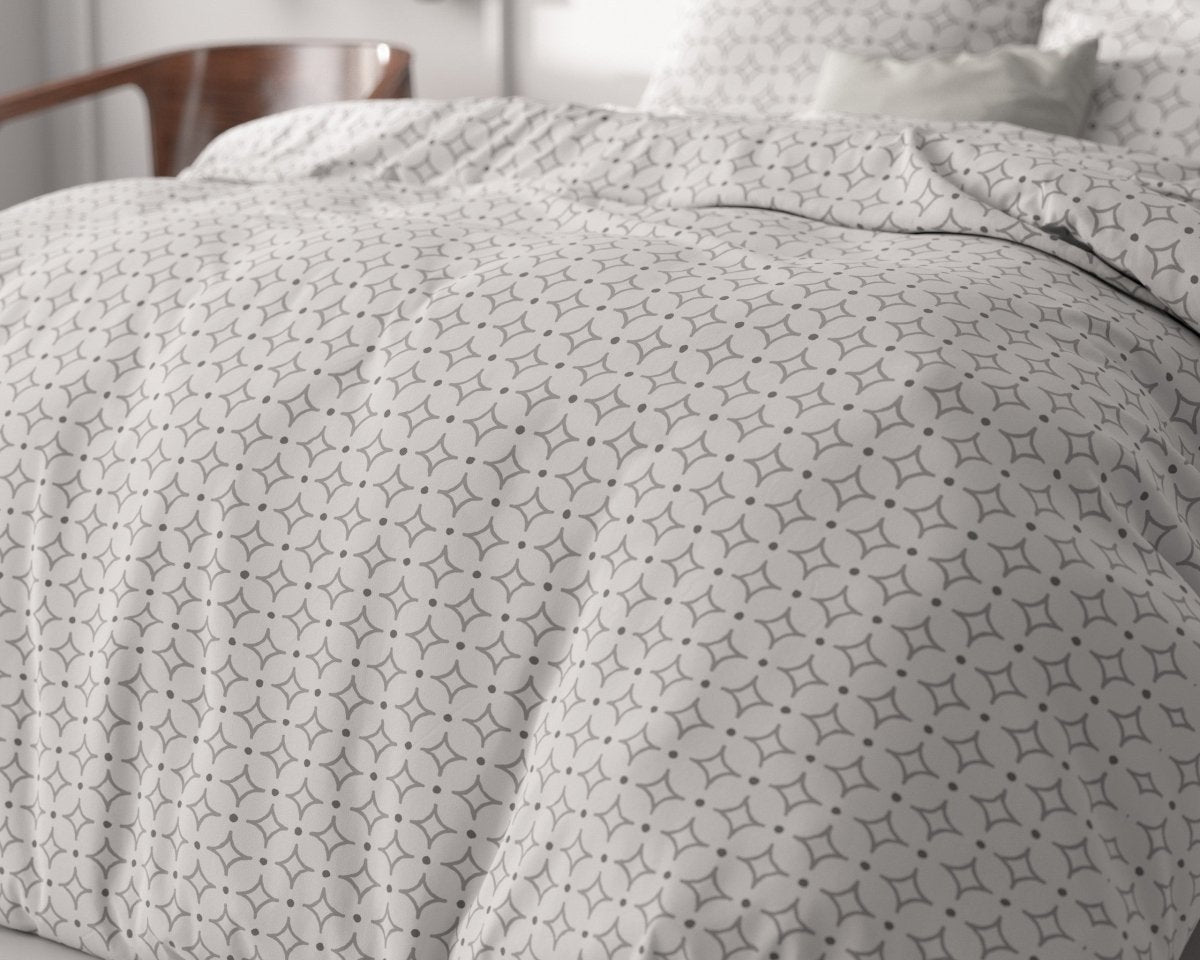 Microfibre Duvet Cover Set Vardo | White | Double - 200cm (W) x 220cm (L) - The Bedding & Blankets Store