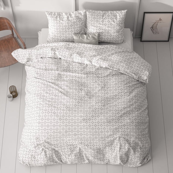 Microfibre Duvet Cover Set Vardo | White | Double - 200cm (W) x 220cm (L) - The Bedding & Blankets Store