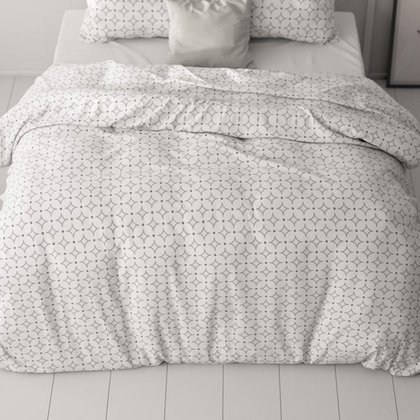 Microfibre Duvet Cover Set Vardo | White | Double - 200cm (W) x 220cm (L) - The Bedding & Blankets Store