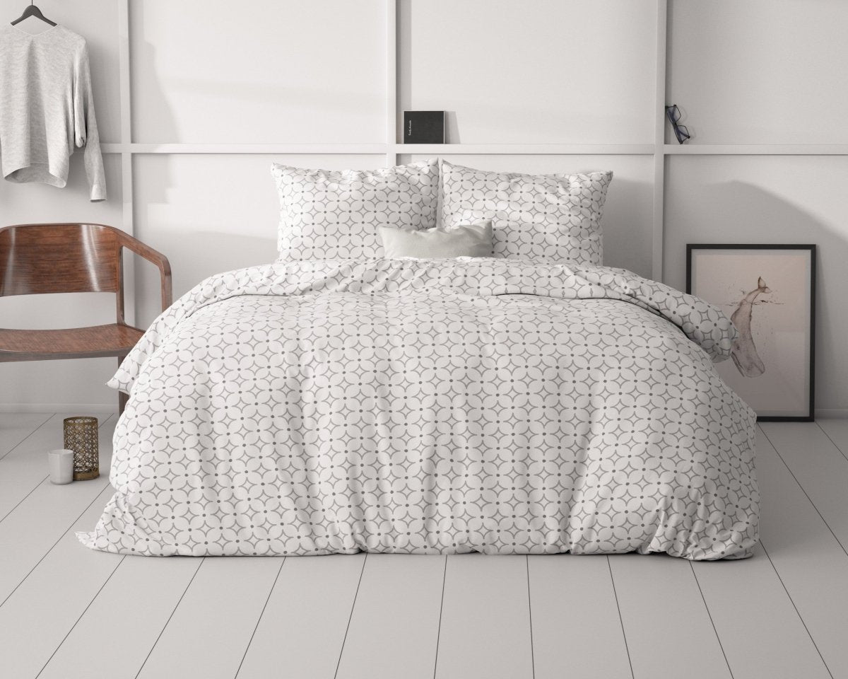 Microfibre Duvet Cover Set Vardo | White | Double - 200cm (W) x 220cm (L) - The Bedding & Blankets Store