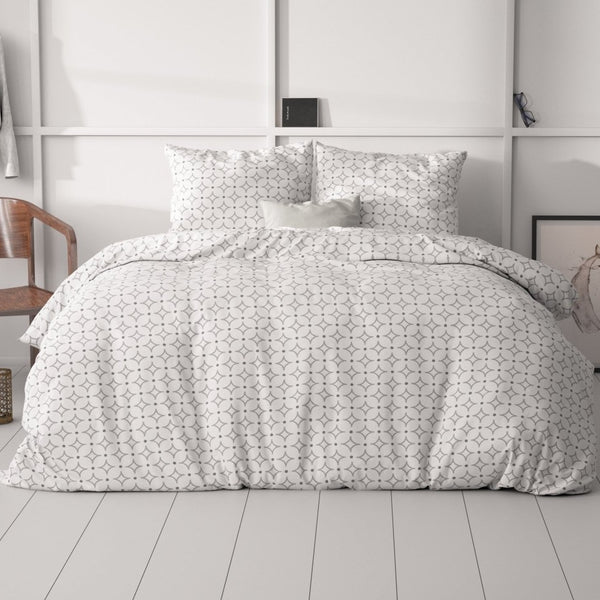 Microfibre Duvet Cover Set Vardo | White | Double - 200cm (W) x 220cm (L) - The Bedding & Blankets Store