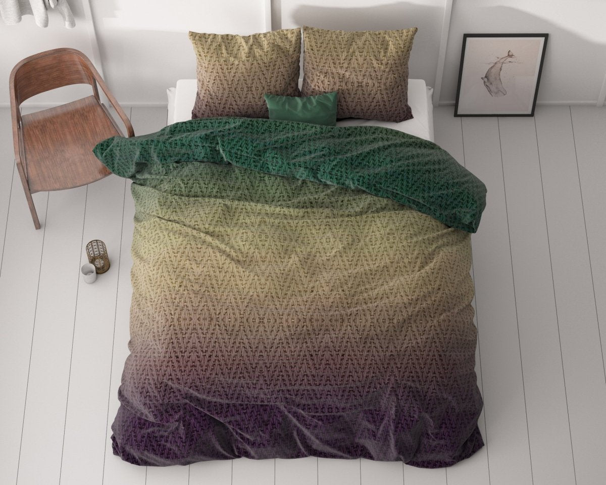 Microfibre Duvet Cover Set Warm Knits | Brown | Double - 200cm (W) x 200/220cm (L) - The Bedding & Blankets Store