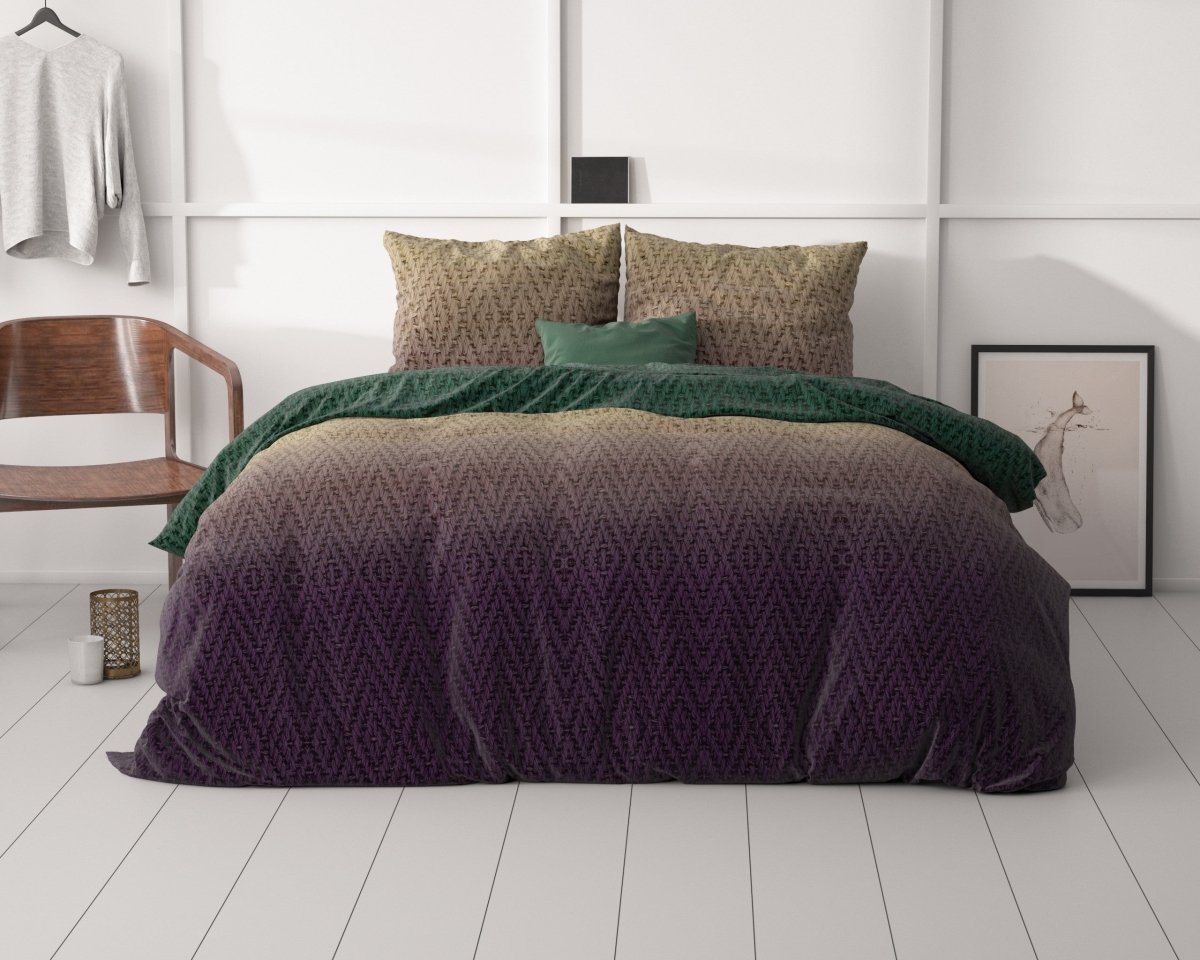 Microfibre Duvet Cover Set Warm Knits | Brown | Double - 200cm (W) x 200/220cm (L) - The Bedding & Blankets Store