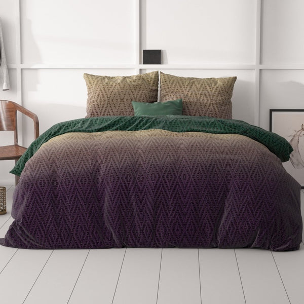 Microfibre Duvet Cover Set Warm Knits | Brown | Double - 200cm (W) x 200/220cm (L) - The Bedding & Blankets Store