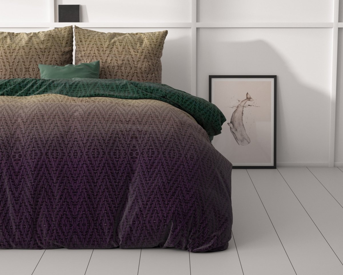 Microfibre Duvet Cover Set Warm Knits | Brown | Double - 200cm (W) x 200/220cm (L) - The Bedding & Blankets Store