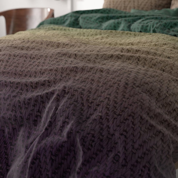 Microfibre Duvet Cover Set Warm Knits | Brown | Double - 200cm (W) x 200/220cm (L) - The Bedding & Blankets Store